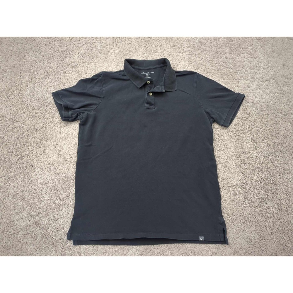 Eddie Bauer Polo Shirt Mens Large TALL‎ Black Short Sleeve Golf Casual